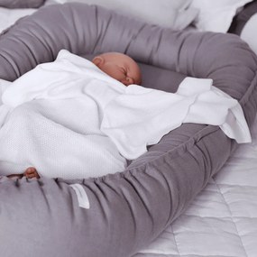 Ľanové hniezdo pre bábätko tmavo šedá