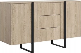 Dvojdverová komoda Verica 150 cm so zásuvkami - dub biszkoptový / čierne nohy