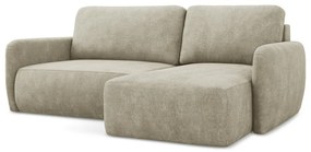 Béžová ženilková rozkladacia/s úložným priestorom rohová pohovka (pravý roh/s leňoškou) Lilo – Makamii