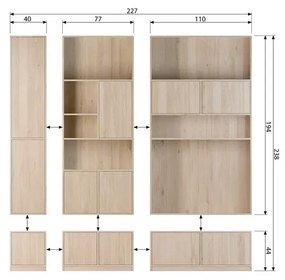 Modulárny TV stolík v dekore duba v prírodnej farbe 110x44 cm Modulair – vtwonen