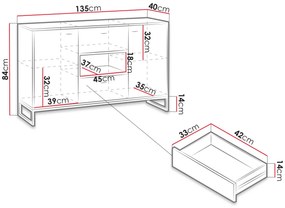 Komoda Olevaro OL2 (biela + dub artisan). Vlastná spoľahlivá doprava až k Vám domov. 1122758
