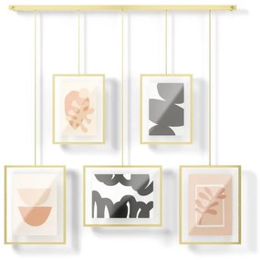 Kovové rámčeky na stenu v zlatej farbe v súprave 5 ks 66x69 cm Exhibit – Umbra