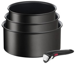 Hliníkové hrnce v súprave 3 ks s nepriľnavým povrchom/s odnímateľnou rukoväťou na indukčný varič INGENO Eco Resist L3979202 – Tefal