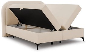 Béžová boxspring posteľ s úložným priestorom 140x200 cm Ornes – Ropez