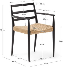 Jedálenská stolička z dubového dreva v čierno-prírodnej farbe v súprave 2 ks Analy – Kave Home