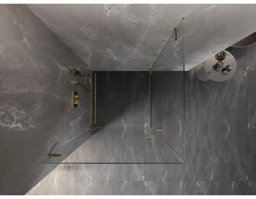 Mexen Lunar-B Duo, výklopný sprchový kút 70 x 70 cm, 8mm číre sklo, zlatý matný profil, 832-070L-070P-55-00