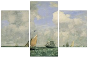 Obraz - Eugène Boudin, Ships and Sailing Boats Leaving Le Havre, reprodukcia (90x60 cm)