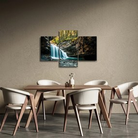 Obraz lesného vodopádu (90x60 cm)