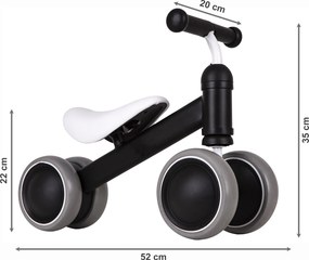 ECOTOYS mini odrážadlo pre deti 18–36 mesiacov, bežecké, čierne, ľahké 2,2 kg