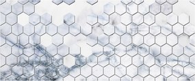 Obraz - Mramorované hexagóny (120x50 cm)