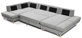 Rozkladacia rohová čalúnená sedacia súprava s úložným priestorom v tvare U AVESTA sivá