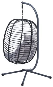 Autronic, Záhradné závesné kreslo, kov, polyratan, sivé, AZ-V1289 GREY