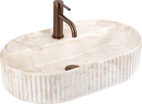 Rea Marcela Saturn, umývadlo na dosku 600×370×135 mm, béžová matná, REA-U3519