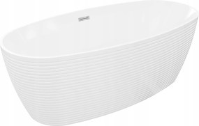Mexen Lira Oválna Vaňa 170x80 cm, Voľne Stojaca, Biela, Chróm Prepad