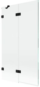 Mexen Lunar, 2-krídlová vaňová zástena ľavá 100 x 150 cm, číre sklo, čierna matná, 897-100-100-70-00-L