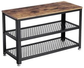 Lavica do predsiene s priestorom na topánky INDY, 73x30x45cm, hnedá/čierna Vasagle