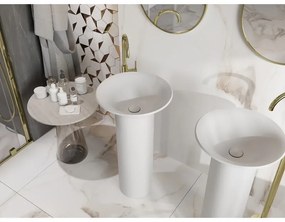 Mexen Leta, voľnestojace umývadlo z konglomerátu 45x45x83 cm, biela matná, 26574500