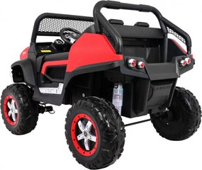 Ramiz Mercedes Benz Unimog elektrické autíčko pre deti červené + pohon 4x4 + diaľkové ovládanie + nosič batožiny + pomalý štart + MP3 + LED