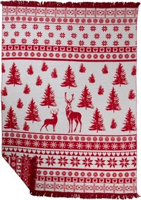 Červený pléd s jeleňami Nordic Deer XL – 150*200*3 cm