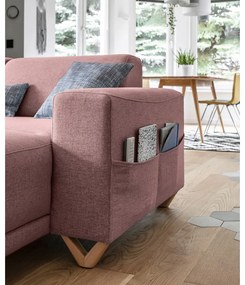 Ružová rozkladacia/s úložným priestorom rohová pohovka (ľavý roh/do tvaru "U") Classy Sophie – Miuform