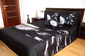 Čierne prehozy na posteľ s bielou odkvitnutou púpavou Šírka: 220 cm | Dĺžka: 240 cm.