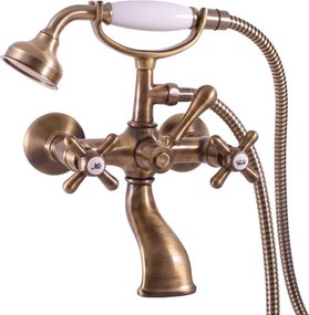 Slezák - RAV Vaňová batéria MORAVA RETRO so sprchovým setom - MK159.5/2SM, Stará mosadz (Bronz)