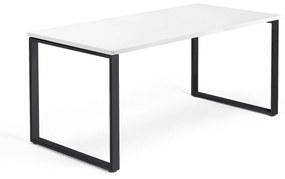 Kancelársky pracovný stôl QBUS, O-rám, 1600x800 mm, biela/čierna