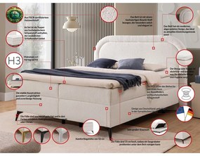 Biela boxspring posteľ s úložným priestorom 180x200 cm Ornes – Ropez