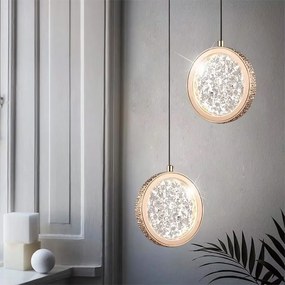 Toolight Toolight, LED krištáľové závesné svietidlo, 7W, 4000K, 500lm, G089-1CP, zlatá, OSW-09706