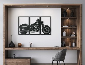 drevko 3-dielny obraz na stenu Motorka Rozmer obrazu: 35,5 x 65 cm, Farba dekorácie: Čierna