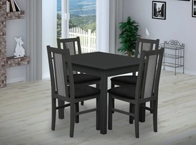Nabytekmorava Jedálenský set Brooklyn pre 4 osoby, stôl 90x90 cm farba lamina: biela 113, čalúnenie vo farbe: SCALA svetle modrá 74