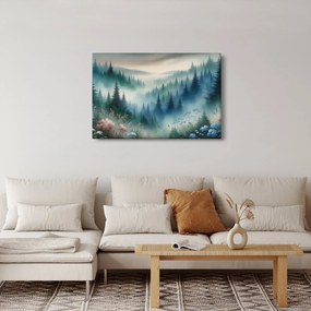 Obraz - Lesná krajina s hmlou (90x60 cm)