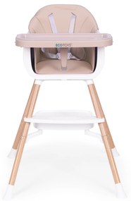 Detská stolička na kŕmenie 2v1 béžová ECOTOYS