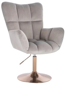 LuxuryForm DESIGN Otočné kreslo AURORA VELUR na zlatom tanieri - svetlosivé