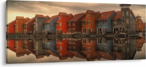 Obraz farebných domčekov (120x50 cm)