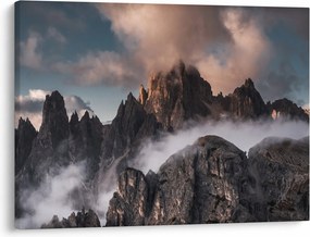 Obraz - Talianske dolomity schované v hmle (70x50 cm)