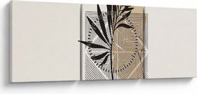 Obraz - Abstrakcia s tropickými listami N⁰1 (s hodinami) (90x30 cm)