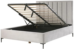 Zamatová posteľ s úložným priestorom 160 x 200 cm sivá SEZANNE Beliani