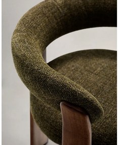 Khaki/hnedé jedálenské kreslo s podrúčkami z jaseňového dreva Granite – Kave Home