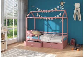 Detská posteľ ROSE so zábranou + matrac, 80x180, ružová