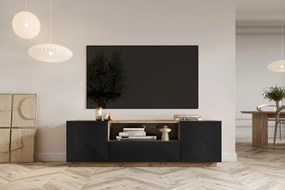 TV stolík Asha 167 cm s otvorenou policou - artisan / čierny mat