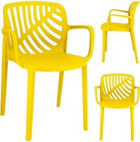 JU Plastová záhradná stolička, ochrana proti UV žiareniu, 79 x 52,2 x 55 cm, žltá