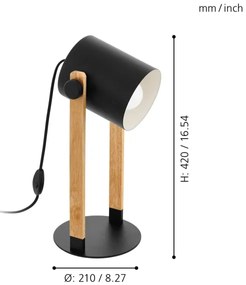 Eglo 43519 - Stolová lampa HORNWOOD 1xE27/28W/230V
