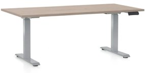 Výškovo nastaviteľný stôl OfficeTech D, 160 x 80 cm, sivá podnož, dub