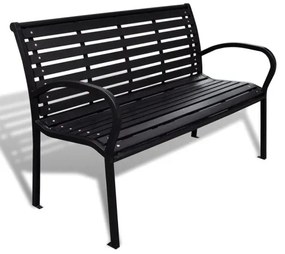 vidaXL Záhradná lavička 125 cm, oceľ a WPC, čierna-