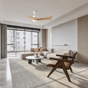 ZEVENTI - LED stropný ventilátor NATURITO LED/18W/230V Wi-Fi Tuya biela/dub + diaľkové ovládanie