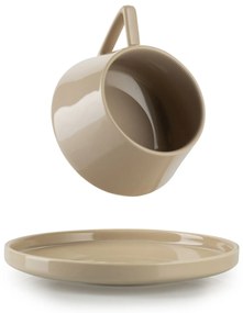 Porcelánová šálka s podšálkou Luna Beige 200 ml