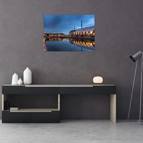 Sklenený obraz vodného kanála - Göteborg (70x50 cm)