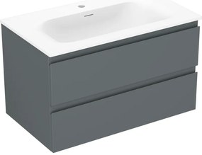 Mexen Orio, kúpeľňová skrinka 80 cm s umývadlom Vela, 2 zásuvky, grafitová matná/biela matná, 91A10-08047-2-BFF66-W23M01