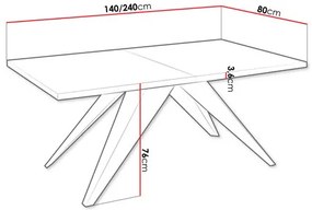 Rozkladací jedálenský stôl Awalean 140 (čierna + čierny molet) (pre 6-10 osôb). Vlastná spoľahlivá doprava až k Vám domov. 1105359